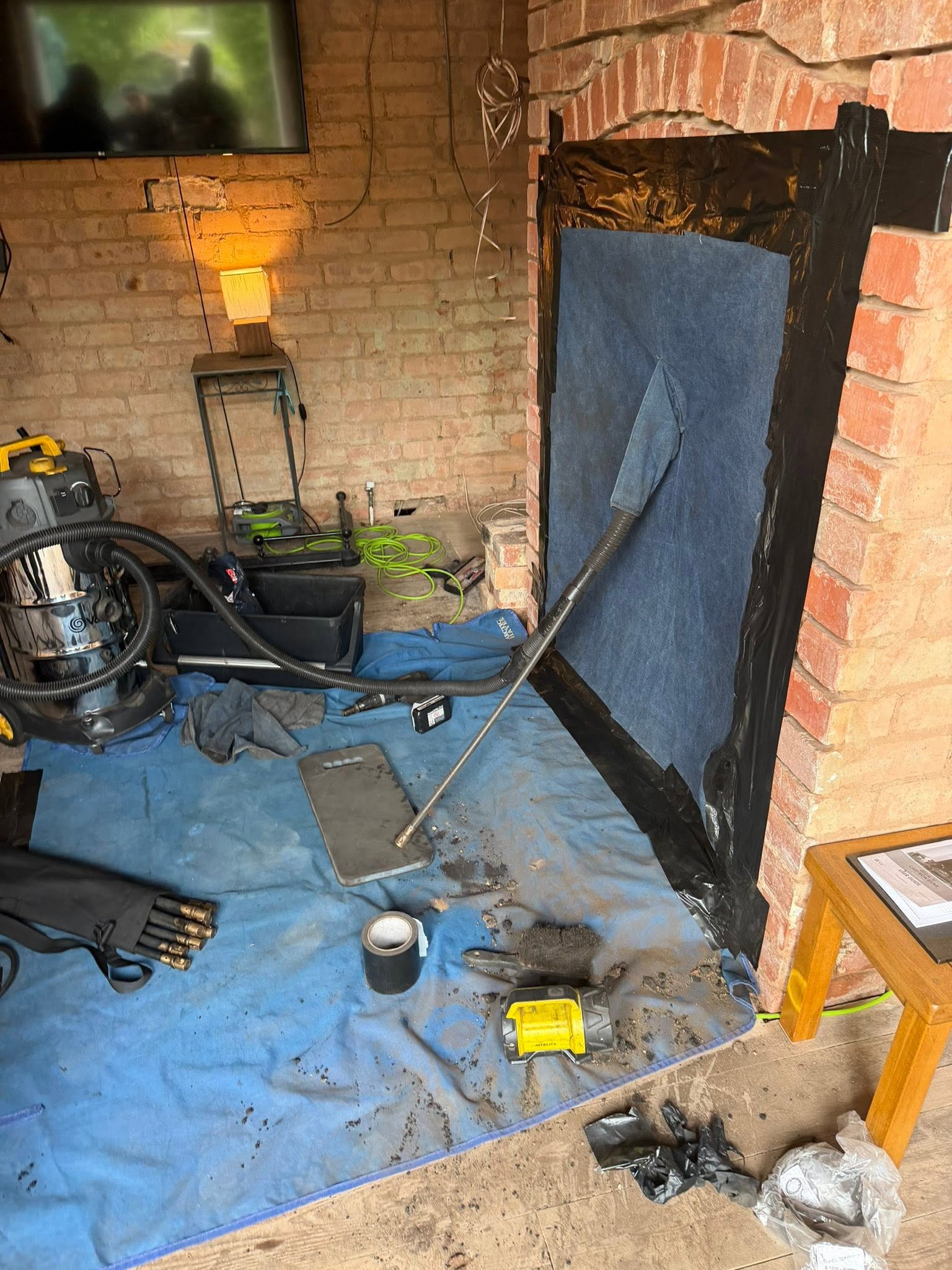 Chimney being swept